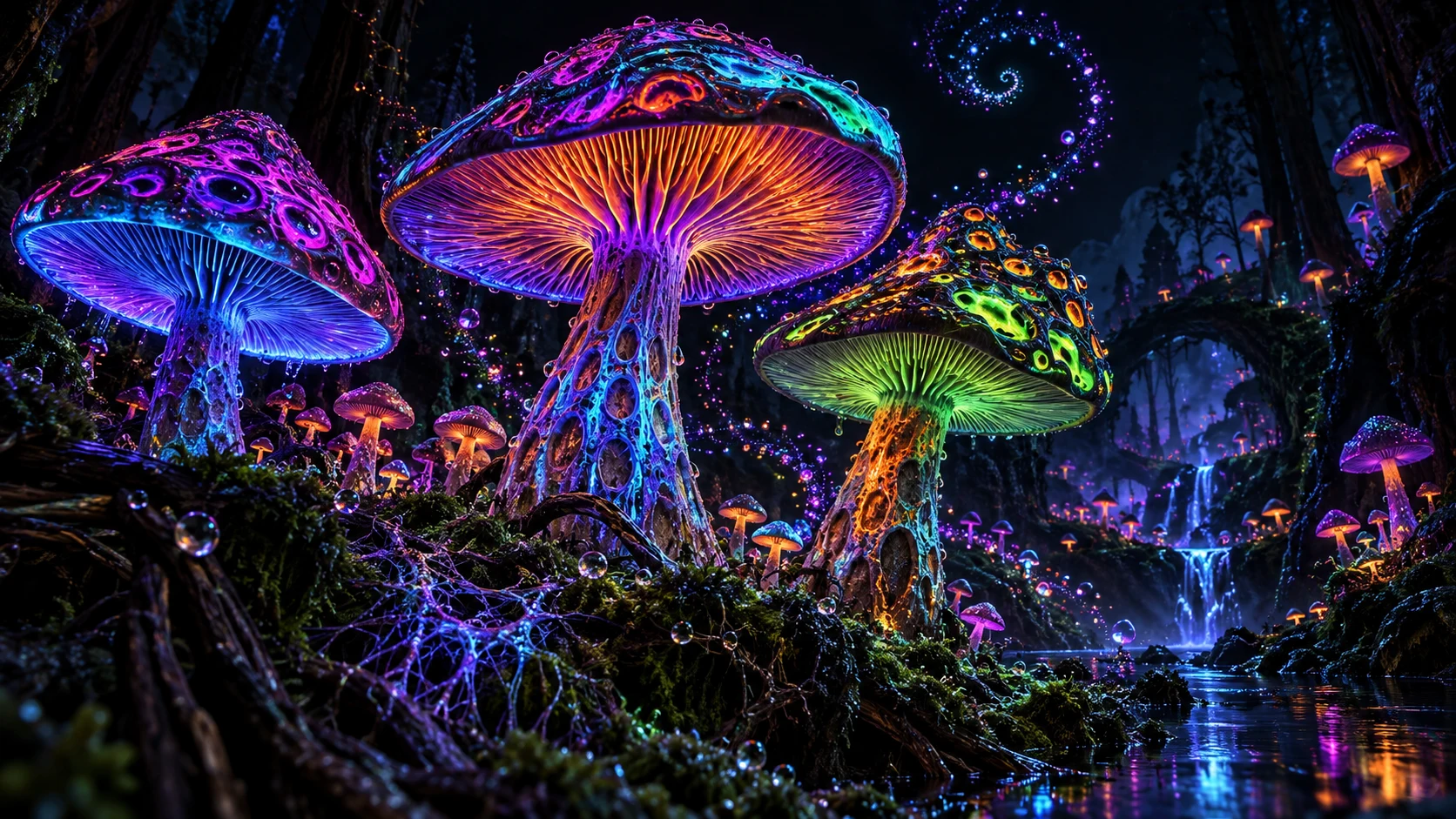 Blacklight Mushroom Forest