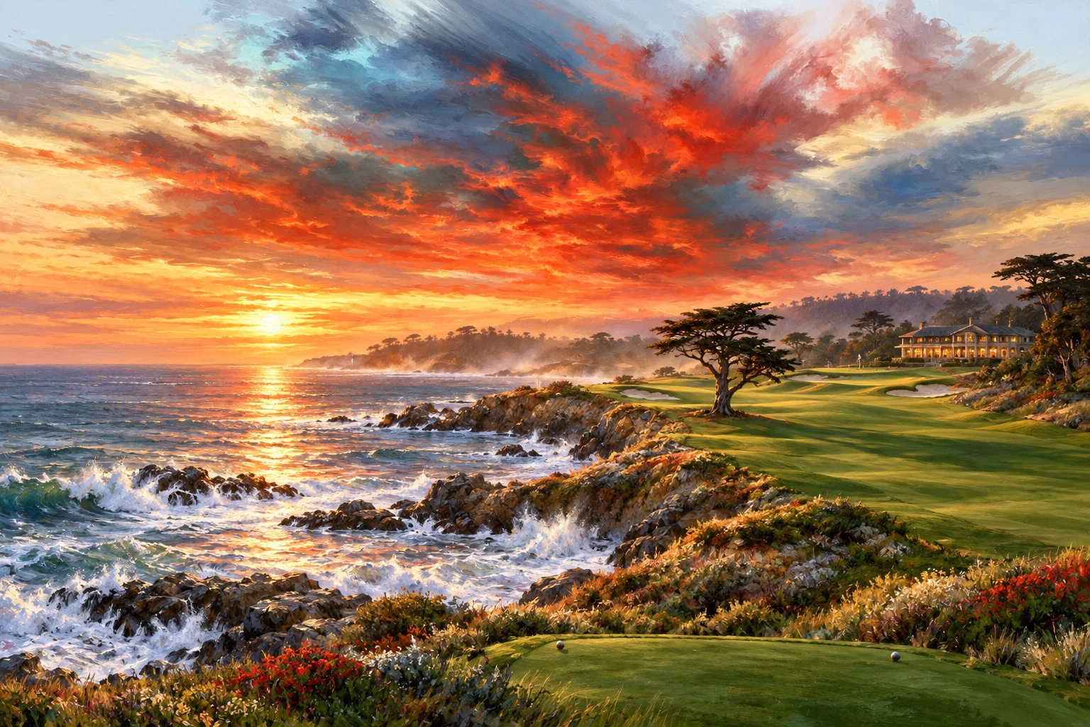 Pebble Beach · The 18th at Sunset