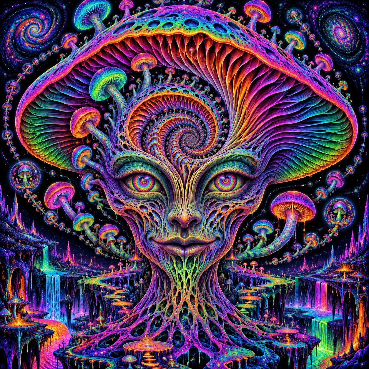 Psychedelic Mushroomface Spiral