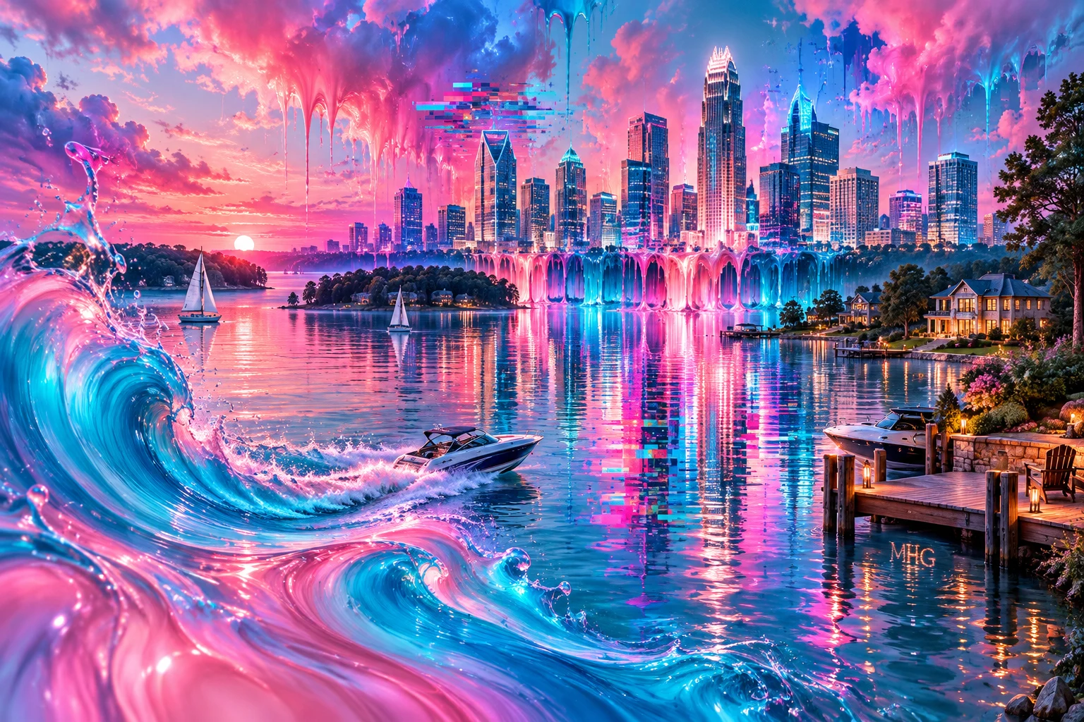 Pink Blue Drip Glitch