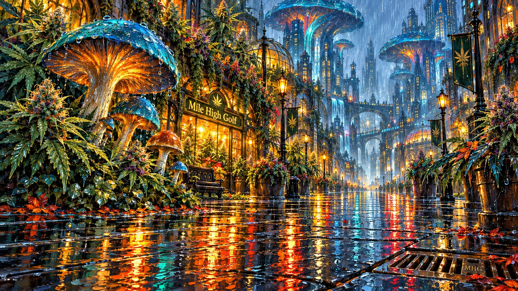 Neon Rain Garden